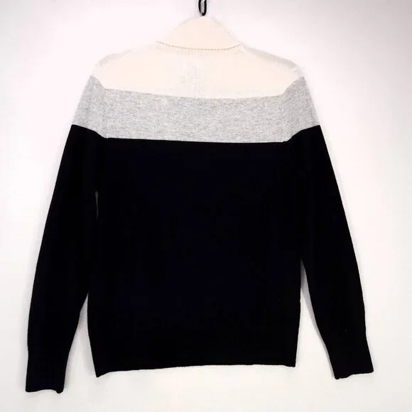 Land's End 100% Cashmere Turtleneck Sweater Women's Size Medium Soft Color Block - Picture 2 of 11